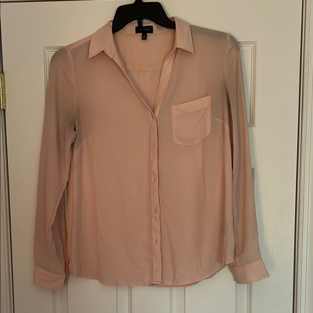 The Limited Sheer Pink Button-Up Blouse